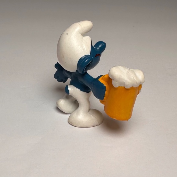 Vintage Party Smurf Be*r Mug Bully Hong Kong 1980s PVC Figure - Picture 3 of 8